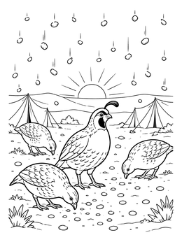 Free printable Quail And Manna In The Desert coloring page