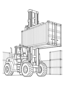Free printable Heavy Duty Forklift With Container coloring page