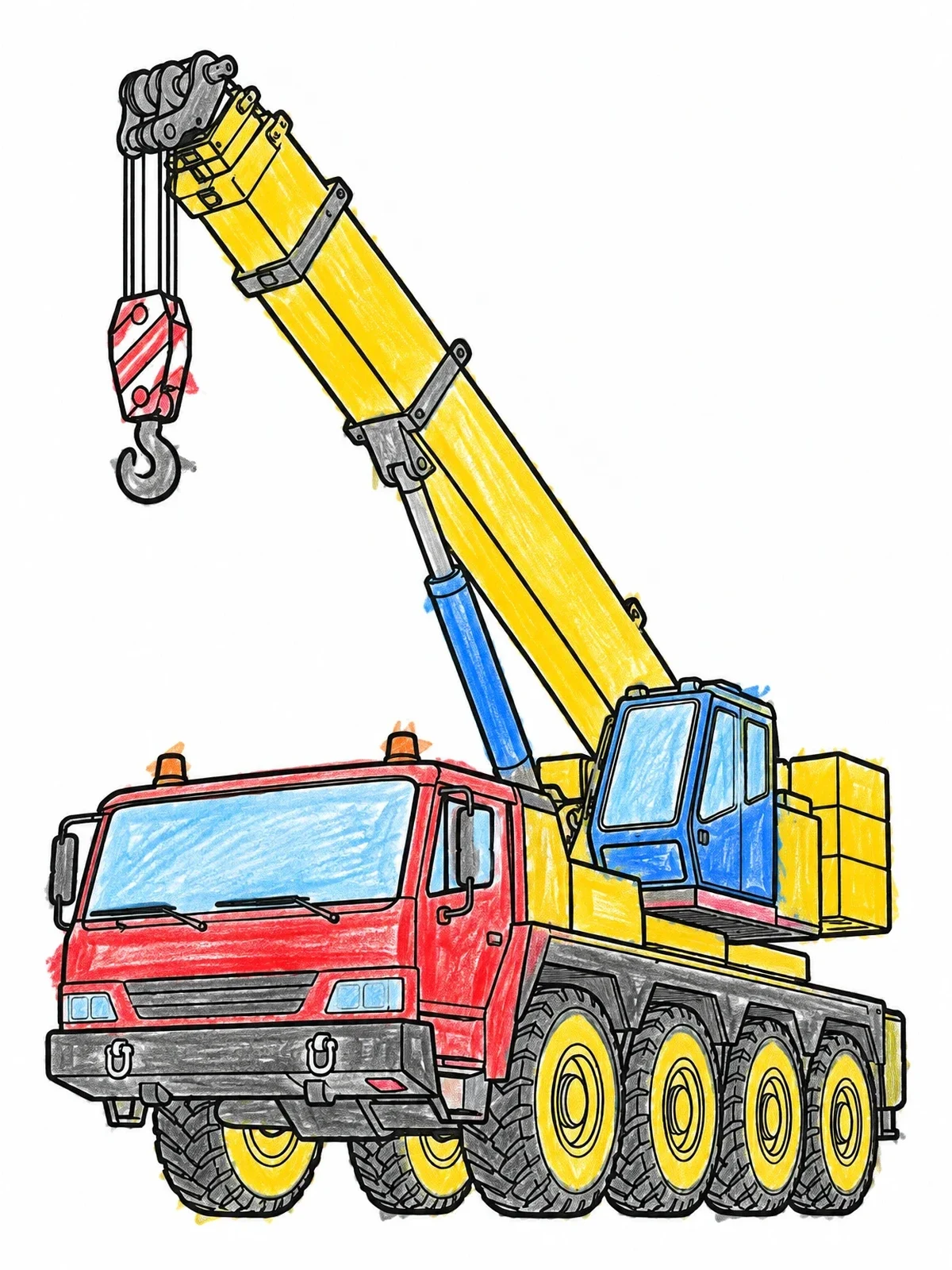 Colored example of the Heavy Duty Mobile Crane Truck coloring page
