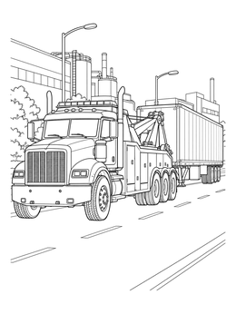 Free printable Heavy Duty Wrecker Towing Trailer coloring page