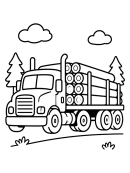 Free printable Heavy Logging Truck With Wood Trunks coloring page