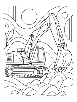 Free printable Heavy Mining Excavator In Action coloring page