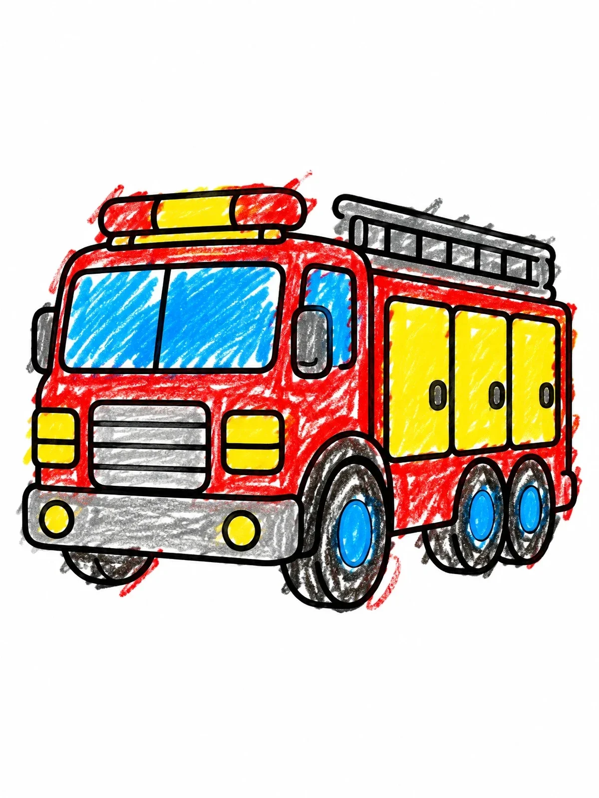 Colored example of the Heavy Rescue Fire Truck coloring page