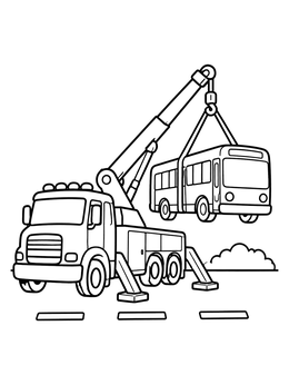 Free printable Heavy Rotator Tow Truck Lifting Bus coloring page