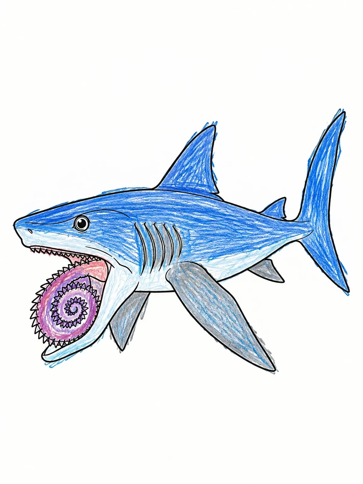 Colored example of the Helicoprion With Spiral Tooth Whorl coloring page