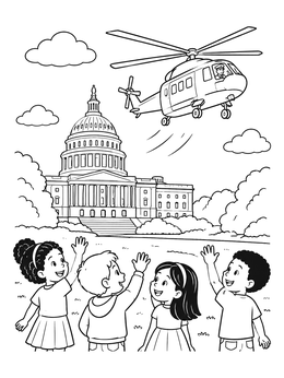 Free printable Helicopter Flight Over The Capitol coloring page