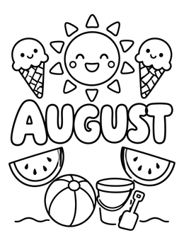 Free printable Sunny August With Summer Treats coloring page