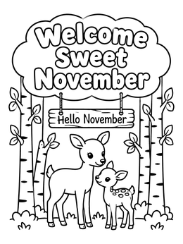 Free printable Sweet November Deer And Fawn coloring page