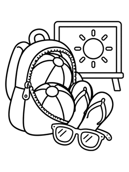 Free printable Backpack Packed With Summer Beach Gear coloring page