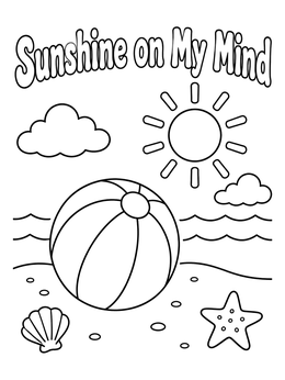 Free printable Beach Ball And Sunshine Scene coloring page