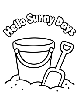 Free printable Beach Bucket And Spade In Sand coloring page