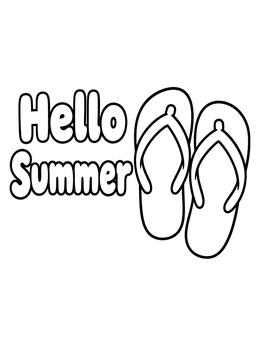 Free printable Hello Summer Flip Flops coloring page