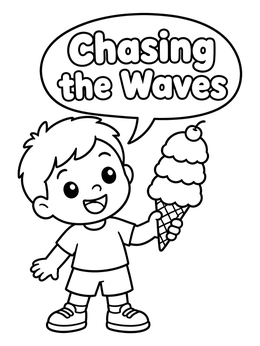 A cheerful boy with an ice cream cone in this hello summer coloring page.