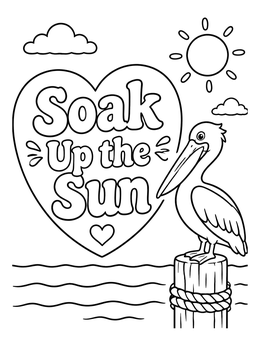 Free printable Pelican Soaking Up The Sun coloring page