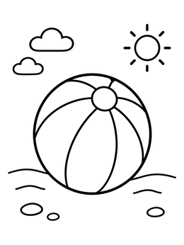 Free printable Beach Ball Under The Summer Sun coloring page