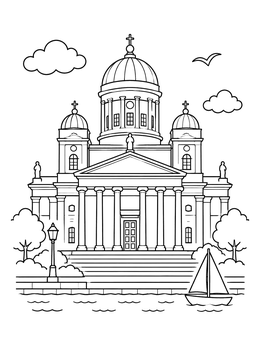 Free printable Helsinki Cathedral By The Water coloring page