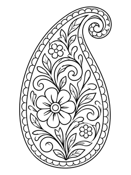 Free printable Paisley Mehndi Teardrop Pattern coloring page
