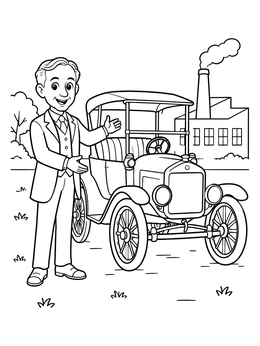 Free printable Henry Ford And Model T coloring page