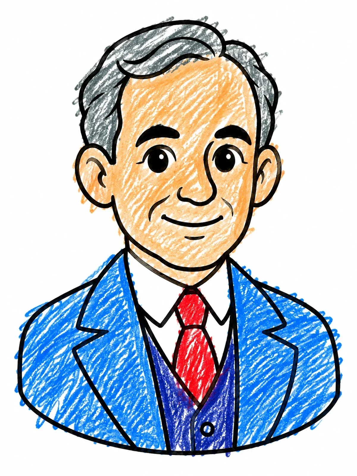 Colored example of the Henry Ford Portrait Bust coloring page