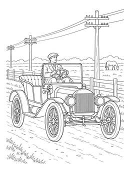 Free printable Vintage Model T Country Drive coloring page