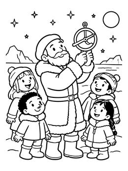 Free printable Henry Hudson Showing An Astrolabe To Children coloring page