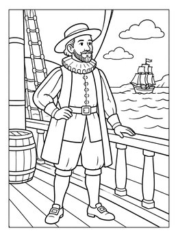 Free printable Henry Hudson On The Ship Deck coloring page