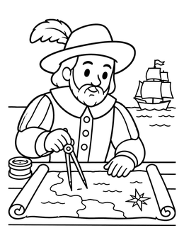Free printable Henry Hudson Planning His Voyage coloring page
