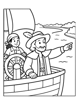 Free printable Henry Hudson Sailing The River coloring page