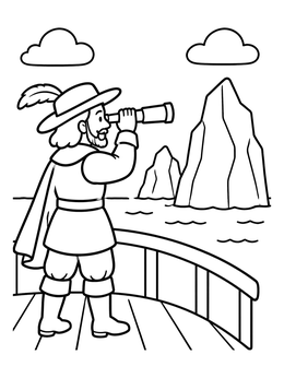 Free printable Henry Hudson Spotting Icebergs coloring page