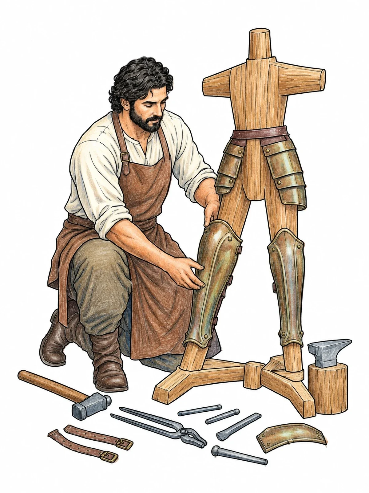 Colored example of the Hephaestus Fitting Armor On Stand coloring page