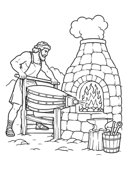 Free printable Hephaestus Working The Forge Bellows coloring page