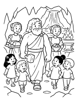 Free printable Hephaestus And Helpers In The Forge coloring page