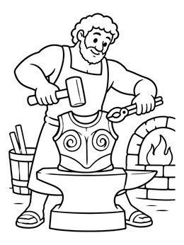 Free printable Hephaestus Forging A Breastplate coloring page
