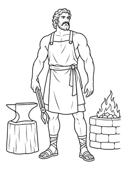 Free printable Hephaestus The Blacksmith God coloring page