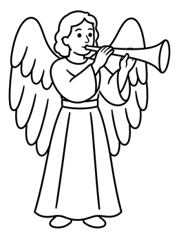 Free printable Herald Angel Playing The Trumpet coloring page