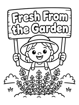 Free printable Happy Gardener With Thyme Plant coloring page