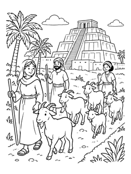 Free printable Herding Goats Near Ancient Ziggurat coloring page