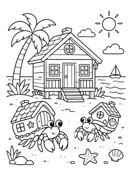 Free printable Hermit Crabs With Cottage Shells coloring page