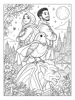 Free printable Heroic Duo With Caped Robin coloring page