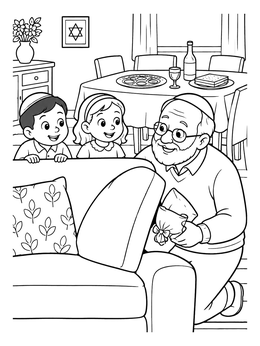 Free printable Hiding The Passover Afikoman coloring page