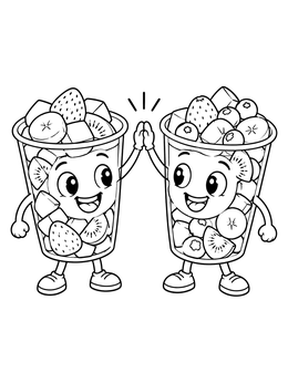 Free printable High Five Fruit Salad Cups coloring page