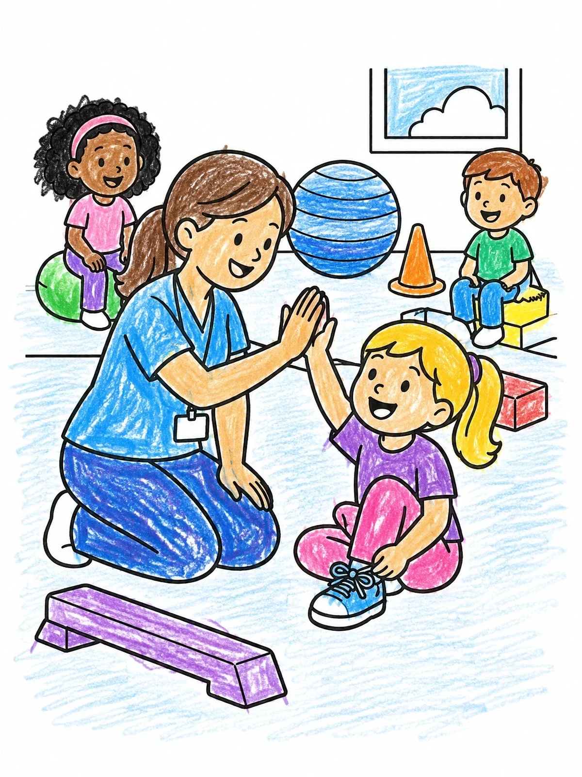 Colored example of the High Five In Occupational Therapy coloring page