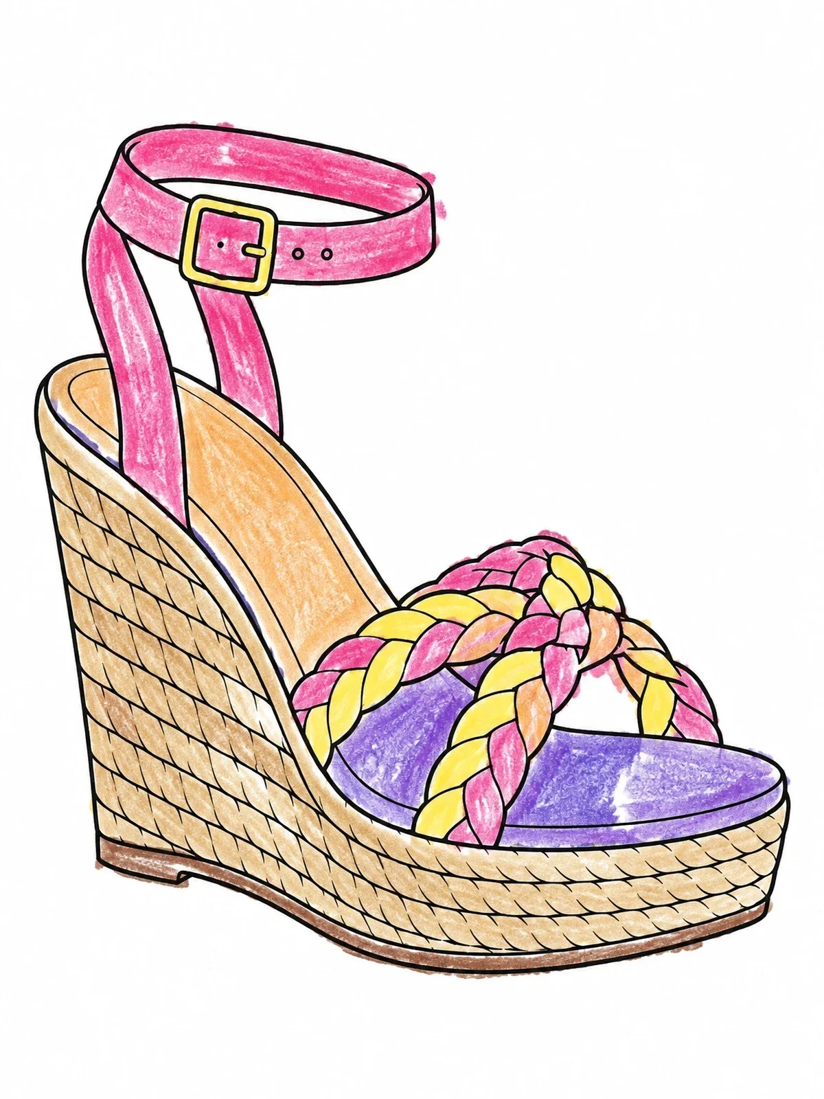 Colored example of the Braided Espadrille Wedge Sandal coloring page