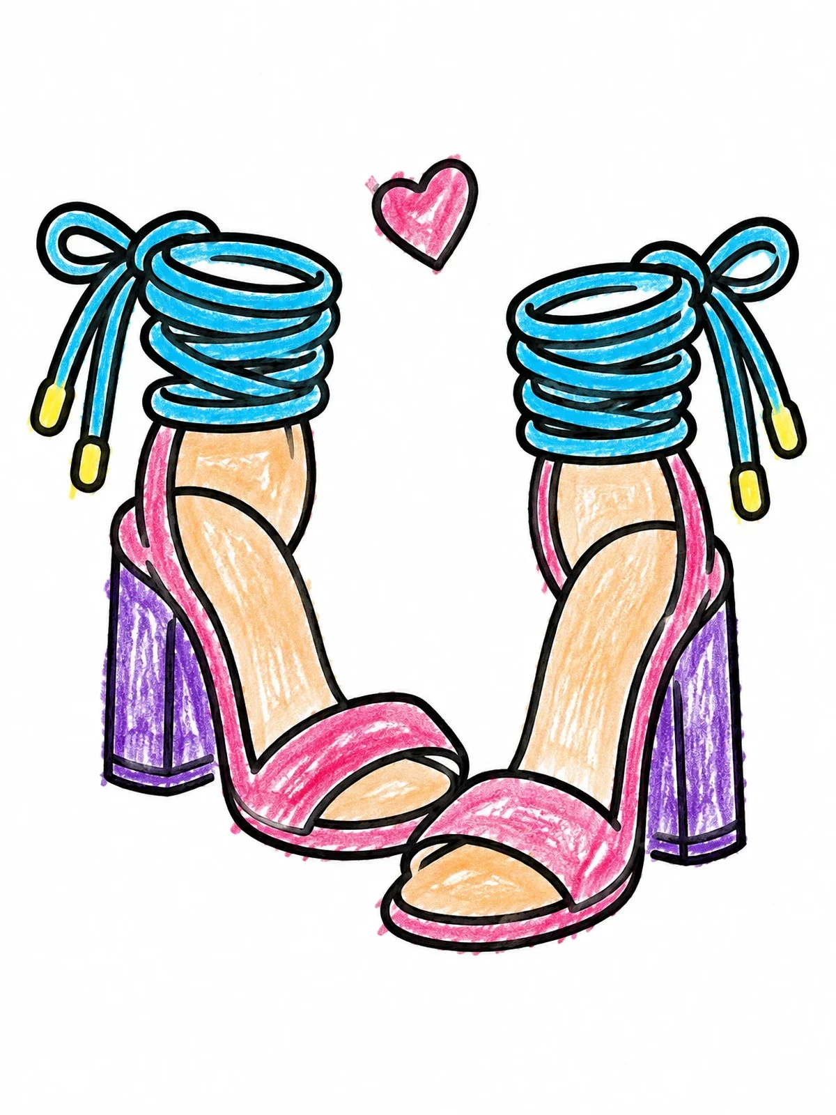 Colored example of the Lace Up Block Heel Sandals coloring page
