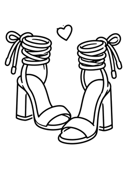Free printable Lace Up Block Heel Sandals coloring page