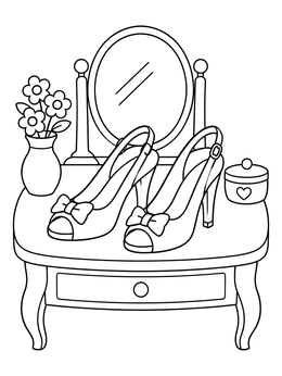 Free printable Peep Toe Heels On Dressing Table coloring page