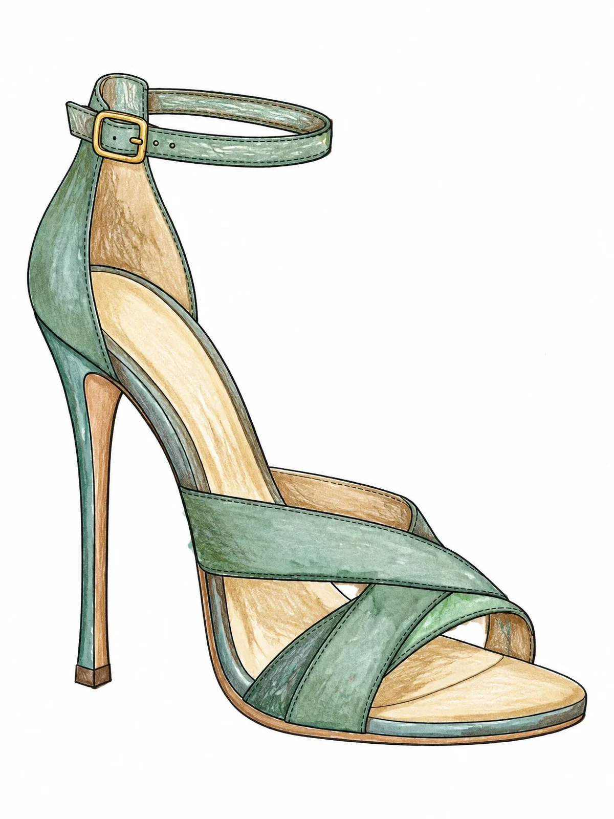 Colored example of the Strappy Stiletto Heel Sandal coloring page