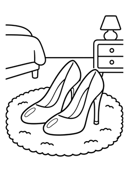 Free printable High Heels On Bedroom Rug coloring page