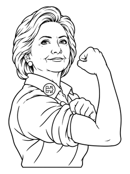 Free printable Hillary Clinton Rosie The Riveter Pose coloring page