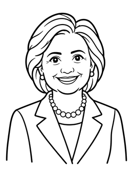Free printable Smiling Hillary Clinton Portrait coloring page